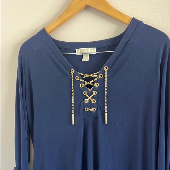 Michael Kors Blue Long Sleeve Cuffed Dress - Picture 2 of 6